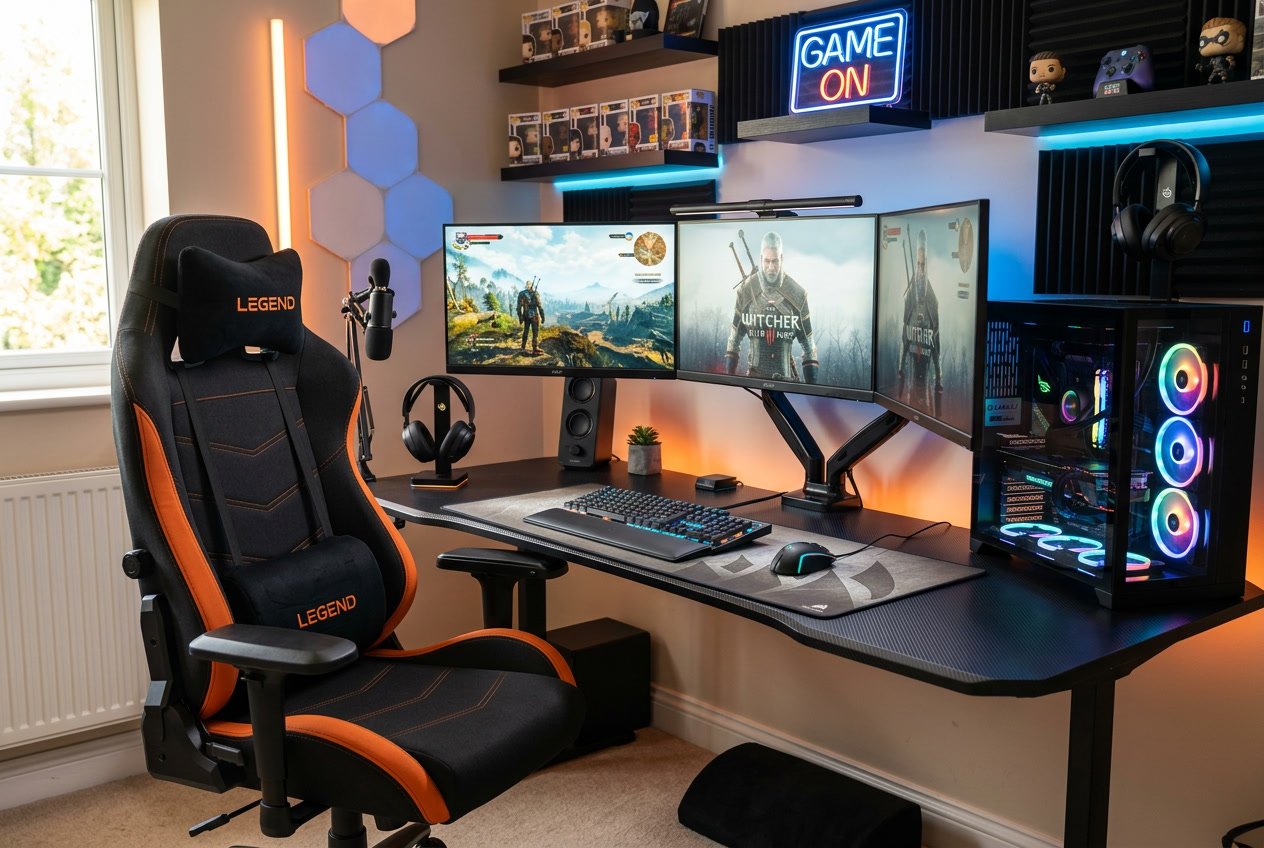 Gaveideer til gameren med gamingstol og gamerbord